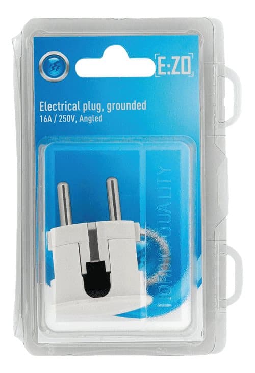 Plug angled earthed, white