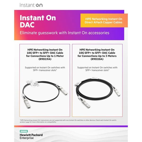 Fiberoptisk kabel - ARUBA - R9D19A - 1 m - SFP+ - Dataöverföring med 10 Gbit/s