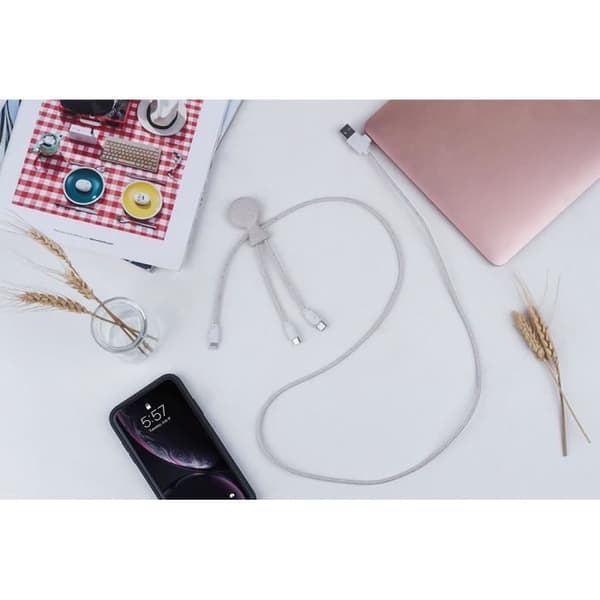 Mr BIO USB A+C/micro USB &amp; USB C &amp; Lightning kabel 1m Vit Xoopar