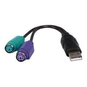 USB till 2-portars PS2-tangentbord/musadapter Svart