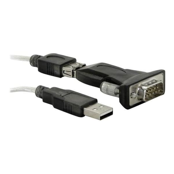 USB 2.0-adapter - DELOCK - Modell med 9-stifts seriellport - Svart färg - Kompatibel med Windows