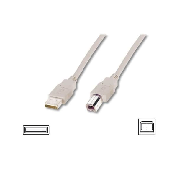 Kabel USB 2.0-kompatibel typ A B M/M 1,8m Beige.