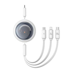 Hurtigopladningskabel 3i1 Baseus Free2Draw USB-C til USB-C/Lightning/Micro 100W, 1,1m (hvid)