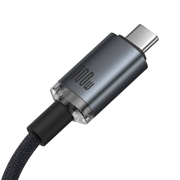 Snabbladdningskabel Baseus Crystal Shine USB-C till USB-C 100W, 1,5m, 20Gb (svart)