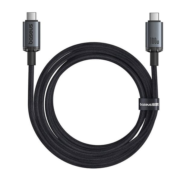 Snabbladdningskabel Baseus Crystal Shine USB-C till USB-C 100W, 1,5m, 20Gb (svart)