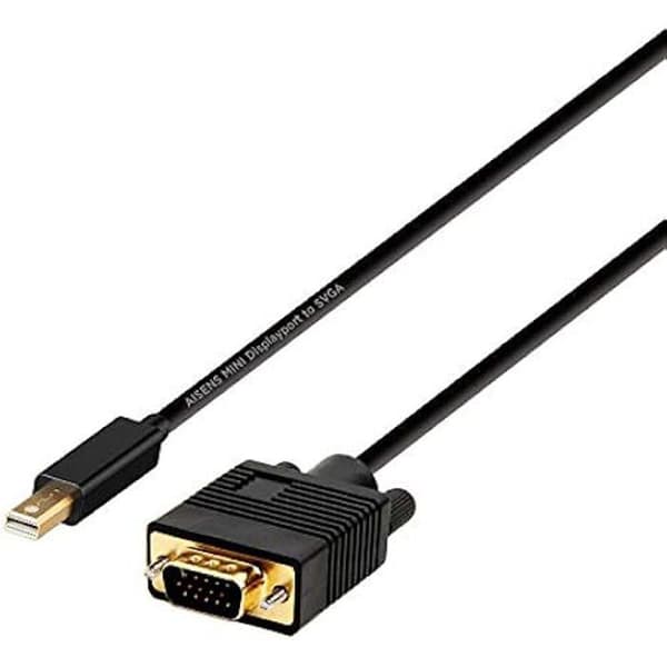 AISENS A125-0362 Mini DP till VGA omvandlarkabel, Mini DP hane till VGA hane svart 2,0 m