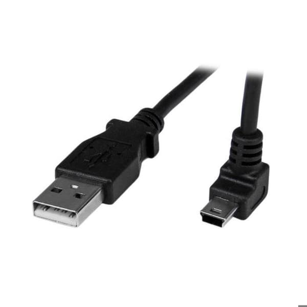 Mini USB-kabel - A till Mini B vinklad 90° uppåt - 1 m - Svart