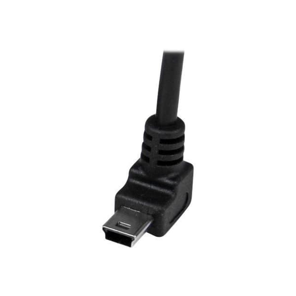 Mini USB-kabel - A till Mini B vinklad 90° uppåt - 1 m - Svart