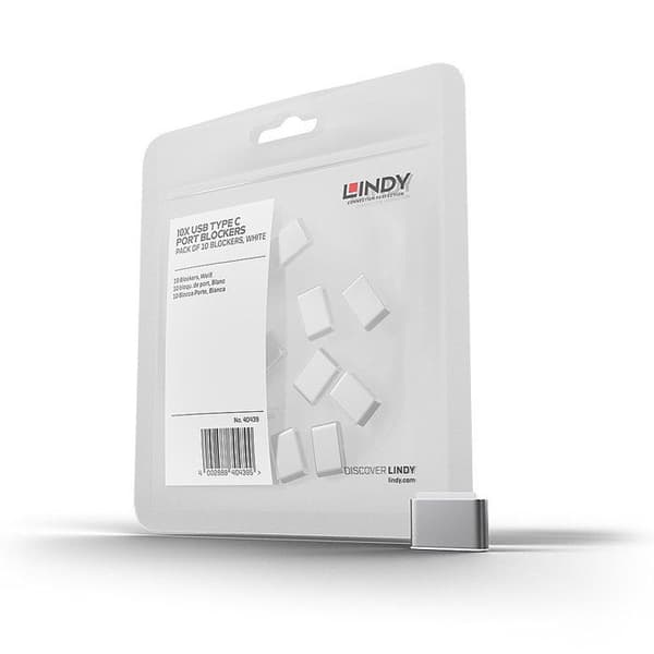 LINDY USB Typ C-portblockerare, vit, 10 st
