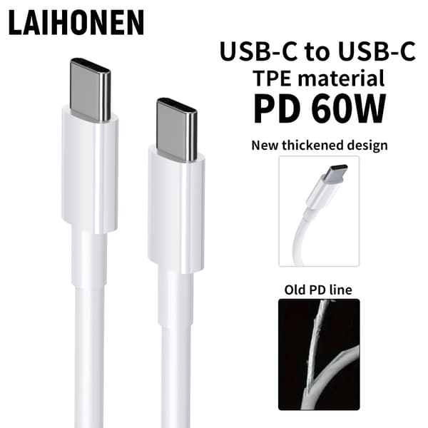 INF 5-Pak 2M CTO C datakabel, PD60W hurtigopladningskabel 5-pack