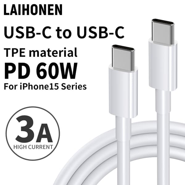 INF 5-Pak 2M CTO C datakabel, PD60W hurtigopladningskabel 5-pack
