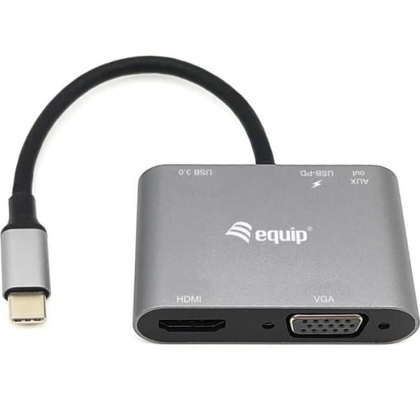utrusta USB-C 5-i-1 multifunktionsadapter - Verkabelt - USB 3.2 Gen 1 (3.1 Gen 1) Typ-C - 100 W - Schwarz - Grau - 5