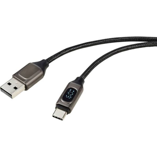 Renkforce USB-kabel USB 2.0 USB-C® hane 2,00 m aluminium (metallisk) flätad skärmad, aluminiumkontakt RF-62495