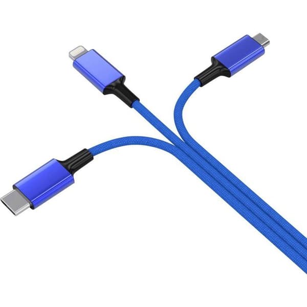 Smrter USB-laddningskabel USB 2.0 USB-A hane, USB-C® hane, Lightning-kontakt, USB-Micro-B hane 1,20 m blå SMRTER_