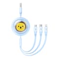 Miniatyrbillede 3 af 10: Ladekabel 3w1 Baseus USB til USB-C, USB-M, Lightning 3,5A, 1,1m (blå)