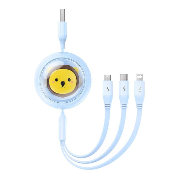 Ladekabel 3w1 Baseus USB til USB-C, USB-M, Lightning 3,5A, 1,1m (blå)