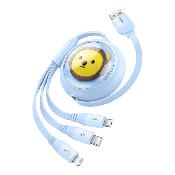 Ladekabel 3w1 Baseus USB til USB-C, USB-M, Lightning 3,5A, 1,1m (blå)