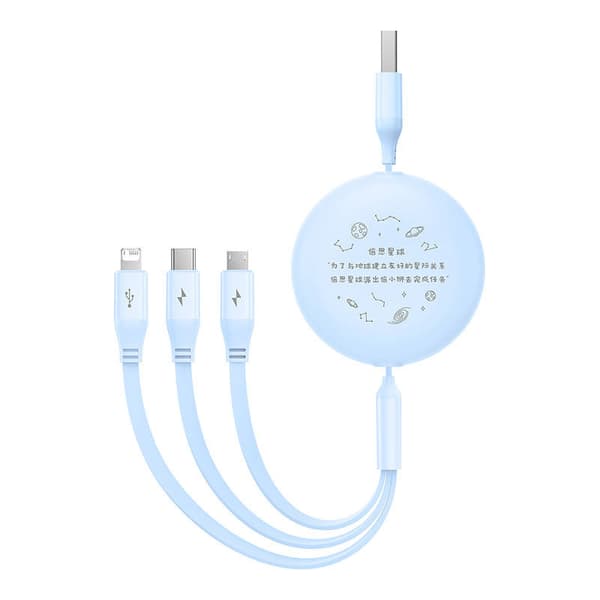 Ladekabel 3w1 Baseus USB til USB-C, USB-M, Lightning 3,5A, 1,1m (blå)