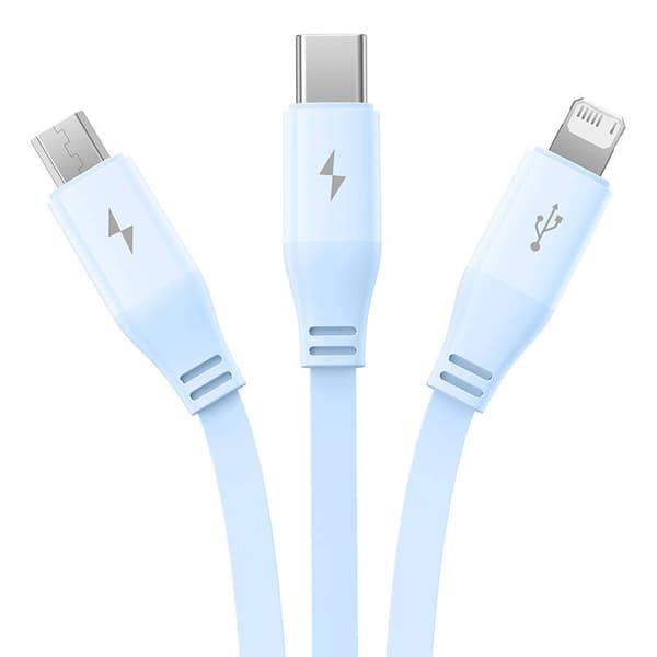 Ladekabel 3w1 Baseus USB til USB-C, USB-M, Lightning 3,5A, 1,1m (blå)