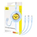 Miniatyrbillede 2 af 10: Ladekabel 3w1 Baseus USB til USB-C, USB-M, Lightning 3,5A, 1,1m (blå)