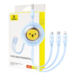 Ladekabel 3w1 Baseus USB til USB-C, USB-M, Lightning 3,5A, 1,1m (blå)