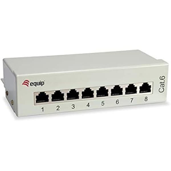 Patch Panel - EQUIP - 227369 - 8x RJ45 - Cat6 - Dual IDC-kompatibel Grå
