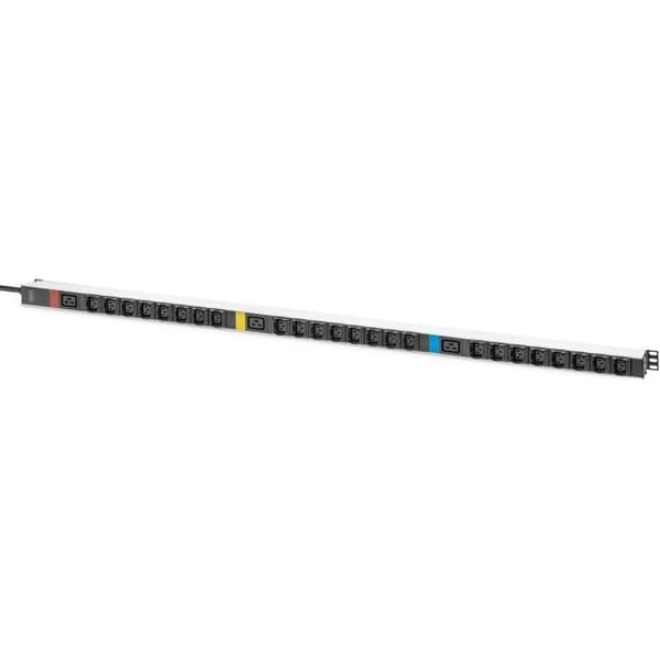 DIGITUS PDU Basic IT, trefas 16 A, 24 x C13, 3 x C19, strömkabel 3 m, anslutning IEC 60309 16 A - Svart