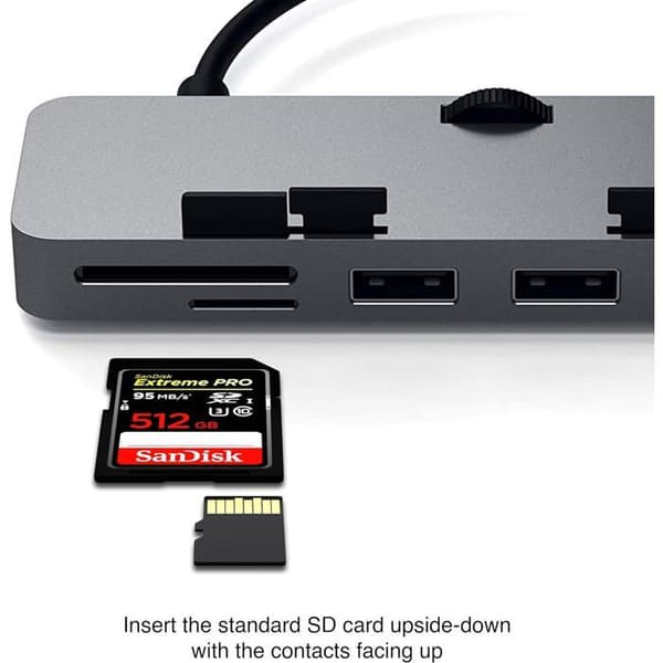 USB-hub - Satechi - Type-C Clamp Hub Pro - 3 x USB 3.0 - 1 x USB-C - Grå aluminium