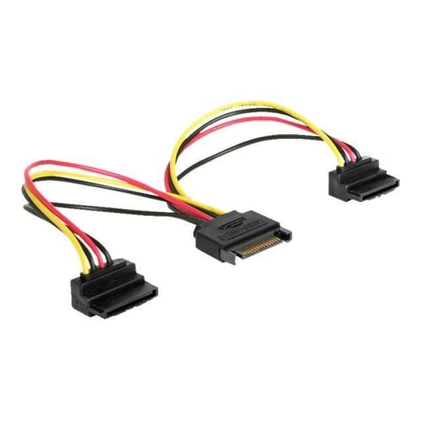 DeLOCK 60128 Power Splitter - Svart, Röd, Gul - 90 graders kontakt - 15 cm