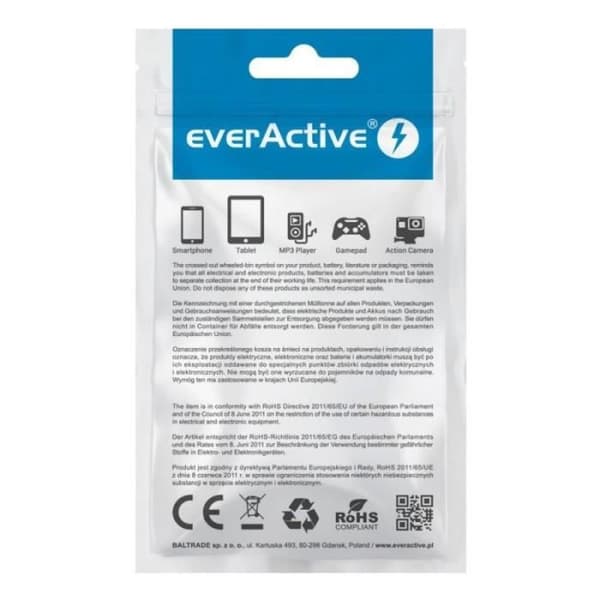 everActive USB-C-kabel 1m - Svart, flätad, snabbladdningsstöd, 3A - CBB-1CB