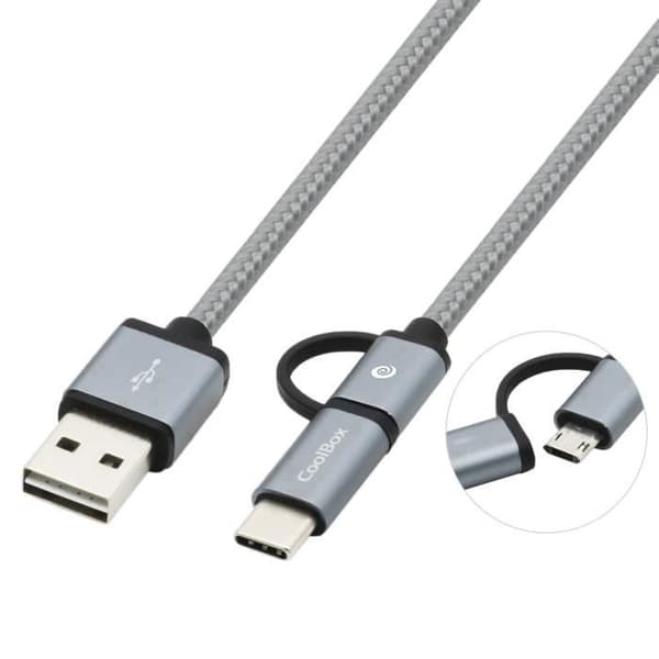 CoolBox COO-CAB-U2MC-GR USB Type-C-kabel - 1m - USB 2.0 - Grå