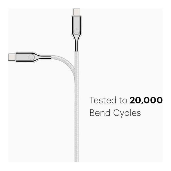 Cygnett Armored USB-C Ladd- och synkroniseringskabel 2m 3A 60W Vit