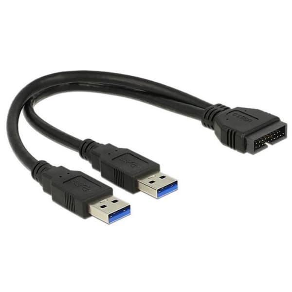 DELOCK - DELOCK ICOC USB3 Y2UA-KABEL USB 3.0 SPLIT 1X 2X 19-pin USB HAN HAN SVART 25CM
