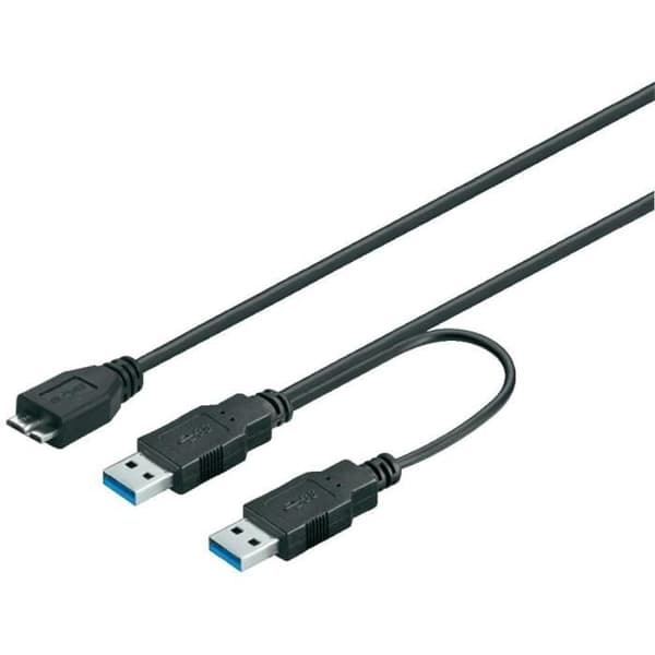 USB 3.0-kabel - Goobay - 0,30 m - 2x USB 3.0 hane typ A - 1x USB 3.0 hane Micro B - Svart