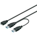 Miniatyrbild 1 av 3: USB 3.0-kabel - Goobay - 0,30 m - 2x USB 3.0 hane typ A - 1x USB 3.0 hane Micro B - Svart