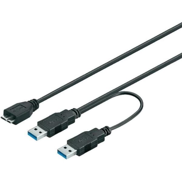 USB 3.0-kabel - Goobay - 0,30 m - 2x USB 3.0 hane typ A - 1x USB 3.0 hane Micro B - Svart