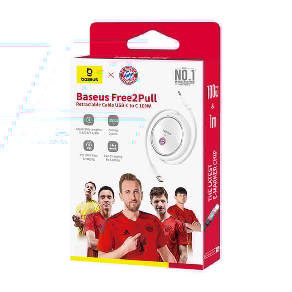 Baseus USB-C til USB-C 100W ladekabel (hvit) Bayern Edition