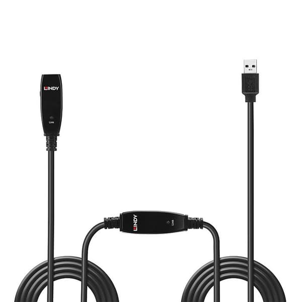 LINDY Aktiv USB 3.0 förlängningskabel slim 15m