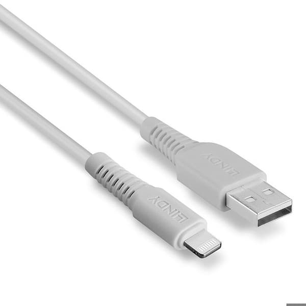 Lindy Lightning-kabel Lightning (M) till USB (M) 1 m vit halogenfri för Apple iPad-iPhone-iPod (Lightning)