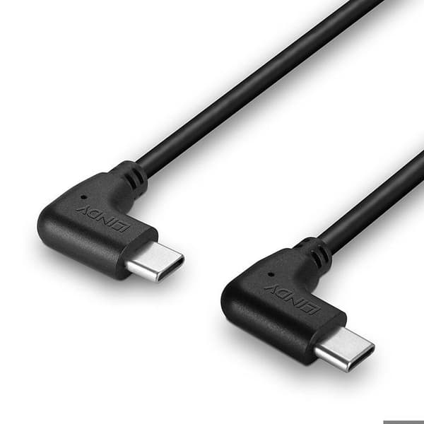 LINDY USB C-kabel vinklad till USB Typ C vinklad - 1m svart