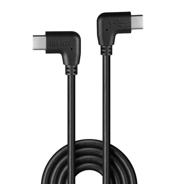 LINDY USB C-kabel vinklad till USB Typ C vinklad - 1m svart