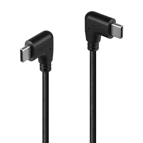 LINDY USB C-kabel vinklad till USB Typ C vinklad - 1m svart