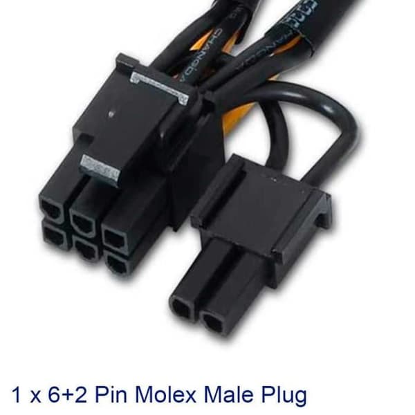 OCIODUAL Aisens A131-0165 Dubbel Molex PCIe grafikkort Strömkabel 4-stift till 6+2-stift PCI Express PC-adapter