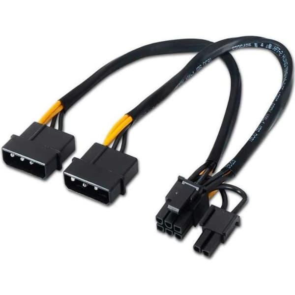 OCIODUAL Aisens A131-0165 Dubbel Molex PCIe grafikkort Strömkabel 4-stift till 6+2-stift PCI Express PC-adapter