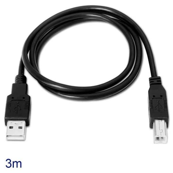 OCIODUAL Aisens A101-0007 3m kabel skrivarkontakt USB 2.0 A till typ B hane svart trådsladd för skrivare Scanners