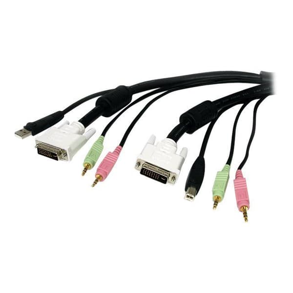 4 i 1 USB DVI KVM-kabel med ljud- och mikrofonuttag - STARTECH - 1,8 m - Svart