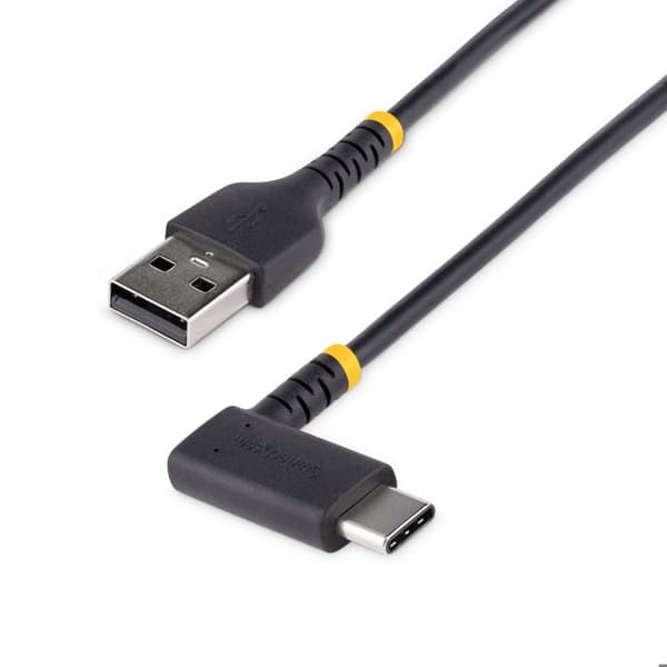 StarTech.com 1m USB A till USB C-kabel - Svart USB C-laddningskabel - Robust aramidfiber - USB-C 2.0-3A snabbladdare