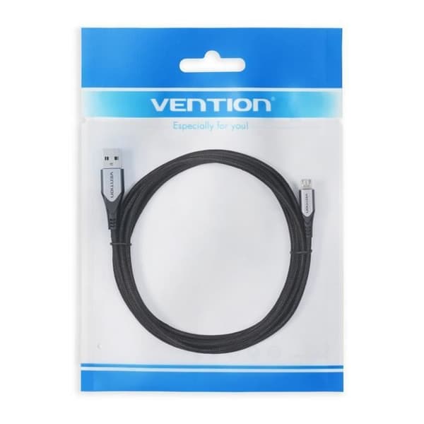 Vention - USB/Micro USB-kabel med flätat TPE/Nylon-jacka för snabb laddning och dataöverföring - Svart/Grå