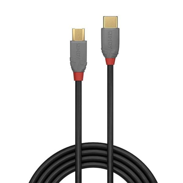 USB 2.0 typ C till Micro-B-kabel - LINDY - Anthra Line - 2m - Dubbelskärmad - Guldpläterade kontakter