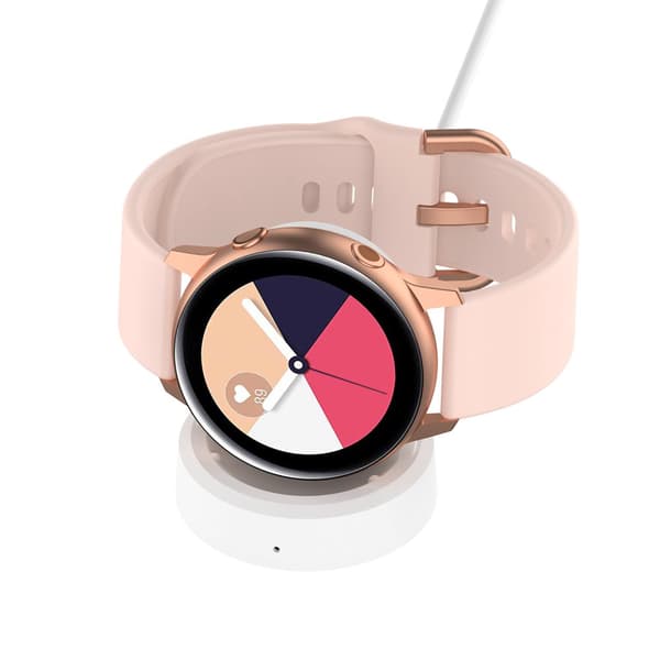 INF Trådløs lader for Samsung Galaxy Watch, hvit ladestasjon